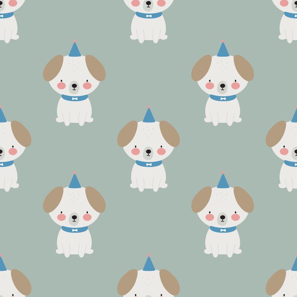 Seamless pattern with cute Dog. Vector illustration. For card, posters, banners, printing on the pack, printing on clothes, fabric, wallpaper.