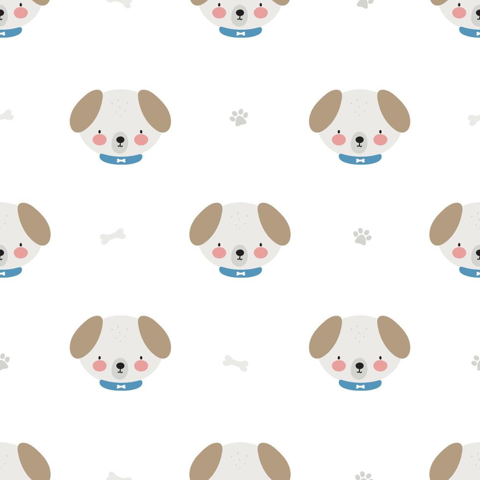 Seamless pattern with cute Dog. Vector illustration. For card, posters, banners, printing on the pack, printing on clothes, fabric, wallpaper.