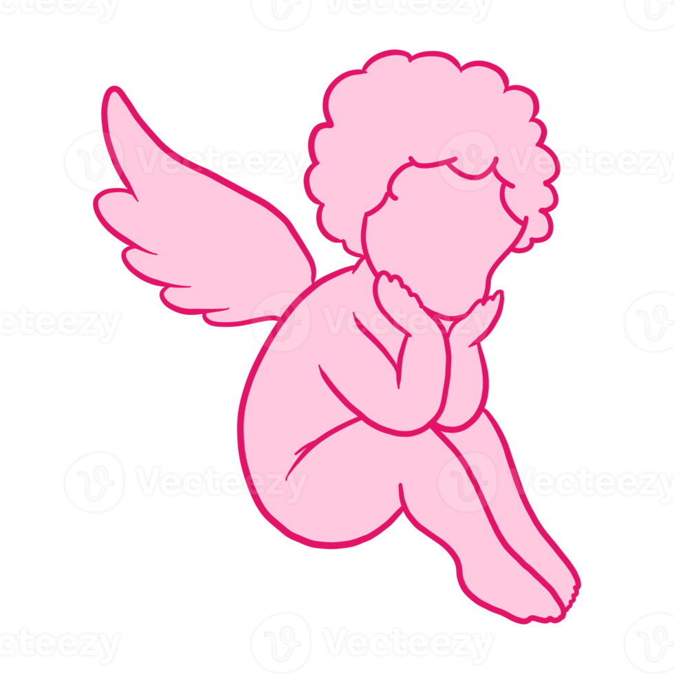 Pink Cupid Hand Drawn png