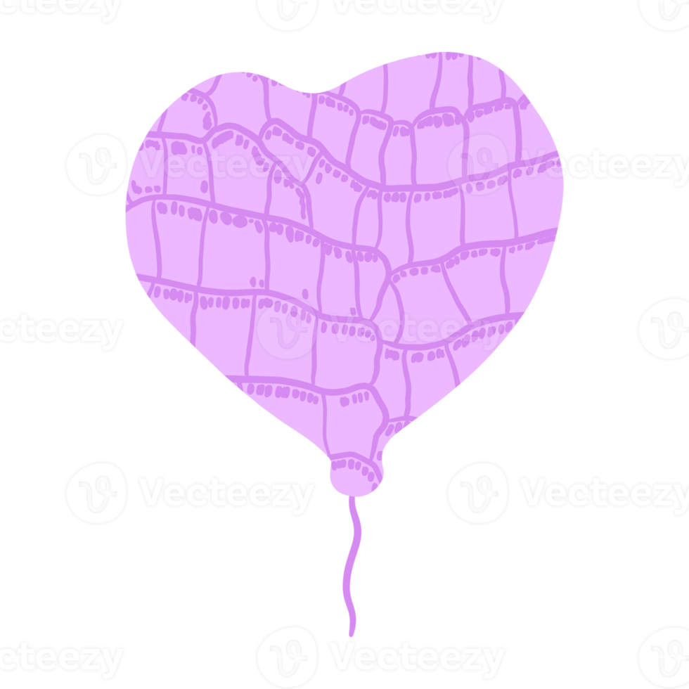 globo de corazón morado con estampado de cocodrilo png