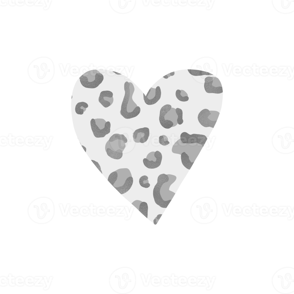 Grey Leopard Print Heart png