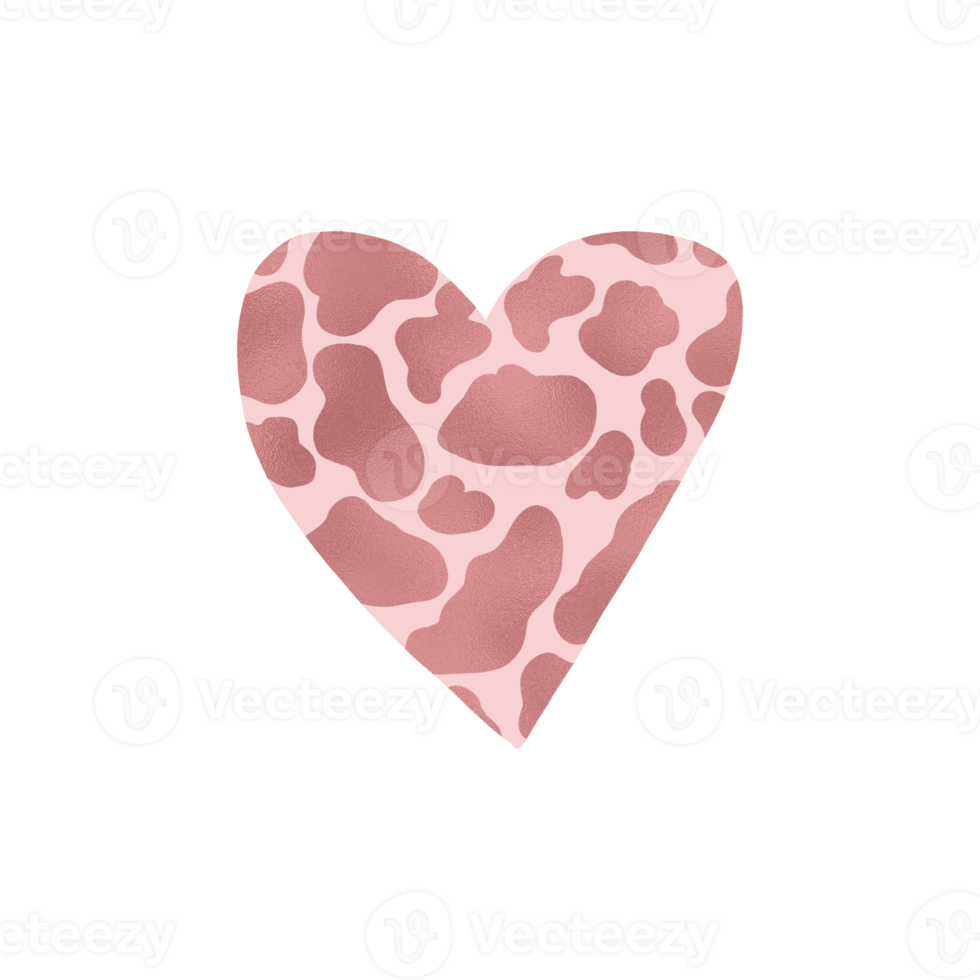 Pink Cow Pattern Heart png