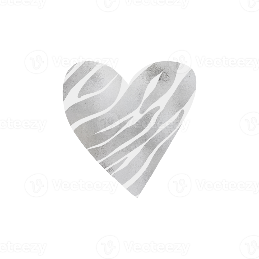 Silver Zebra Pattern Heart png