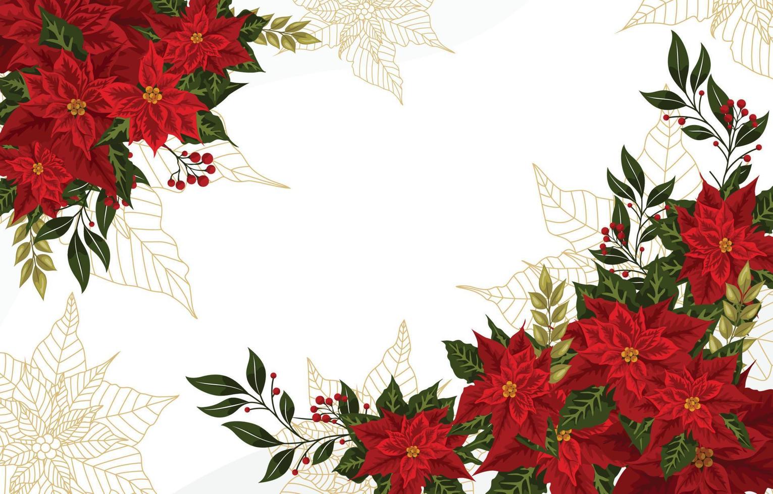 Christmas Poinsettias Background vector