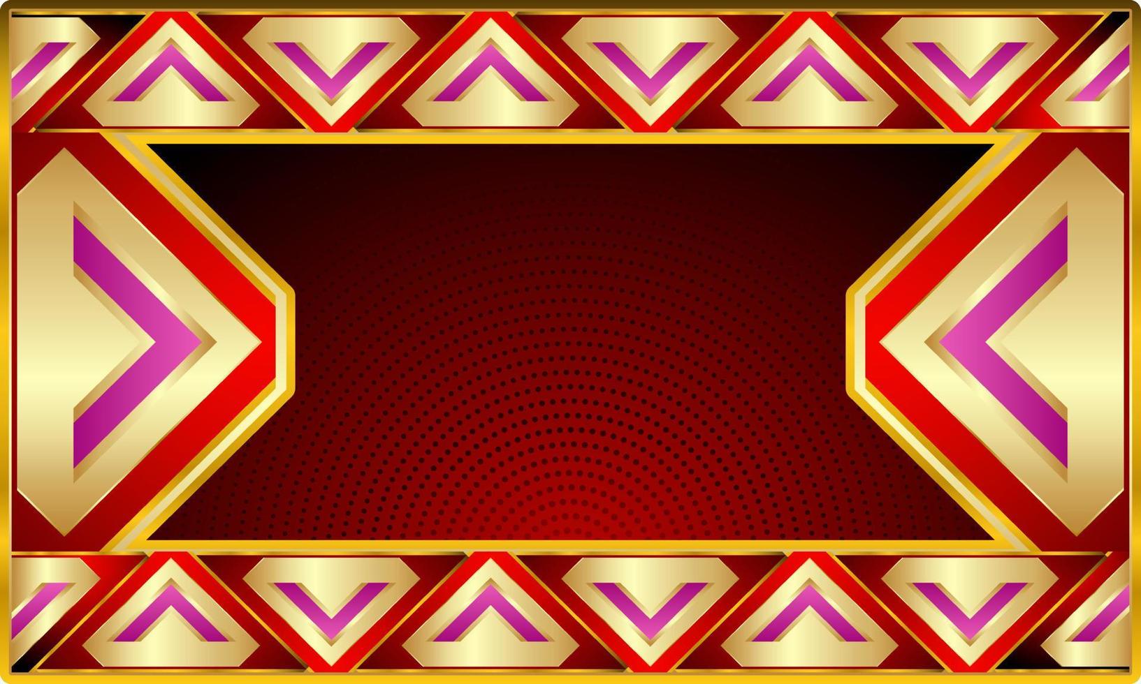 plantilla de diseño de banner de juego abstracto rojo y dorado futurista con concepto de tecnología de metal. vector