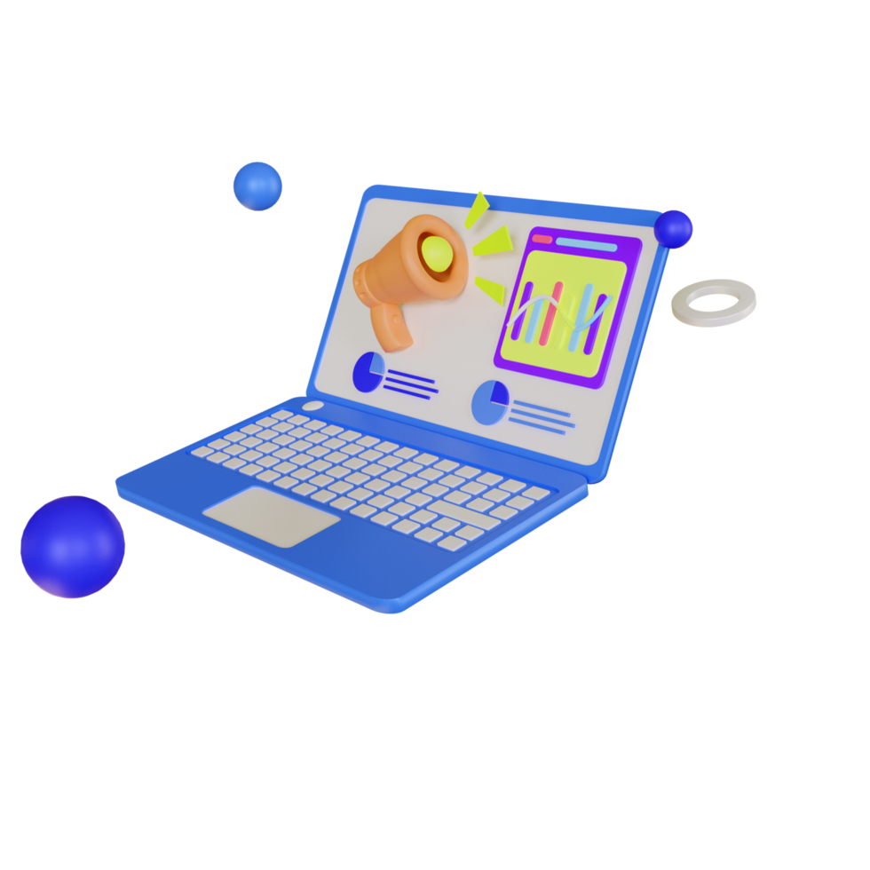 3d laptop met digitaal afzet 3d illustratie png