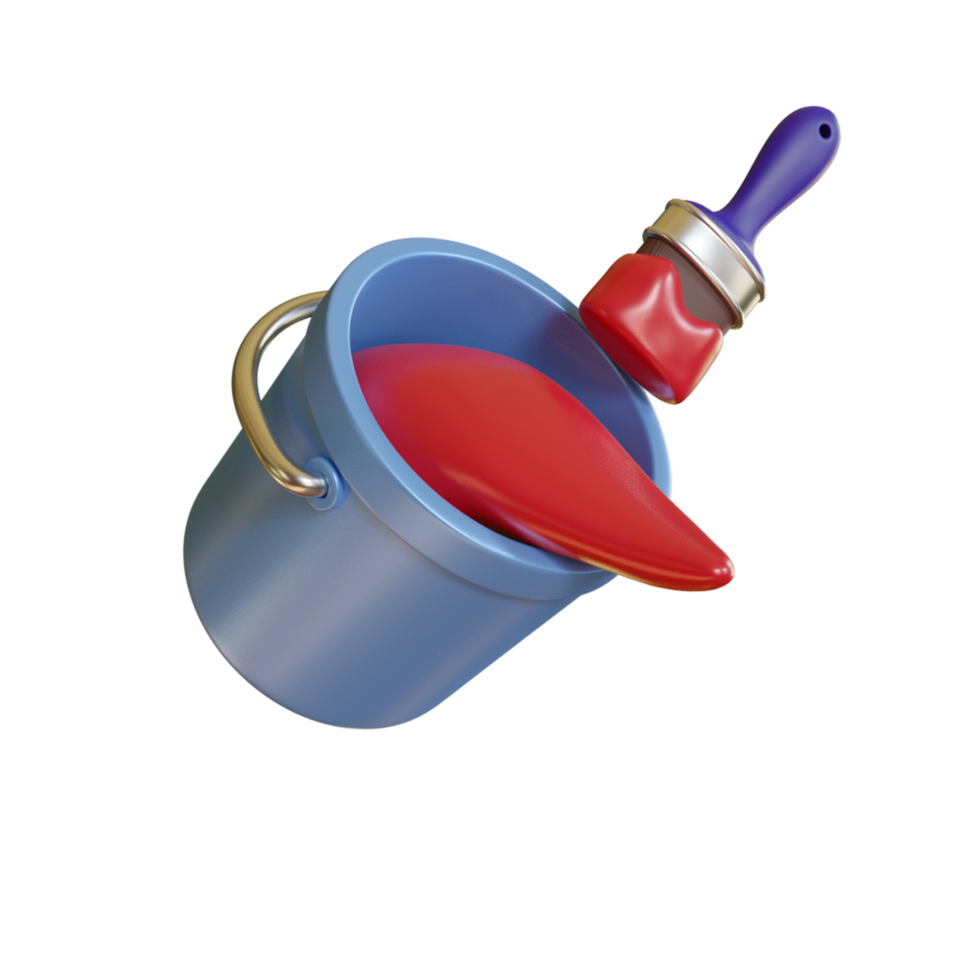3d paint bucket and brush icon png