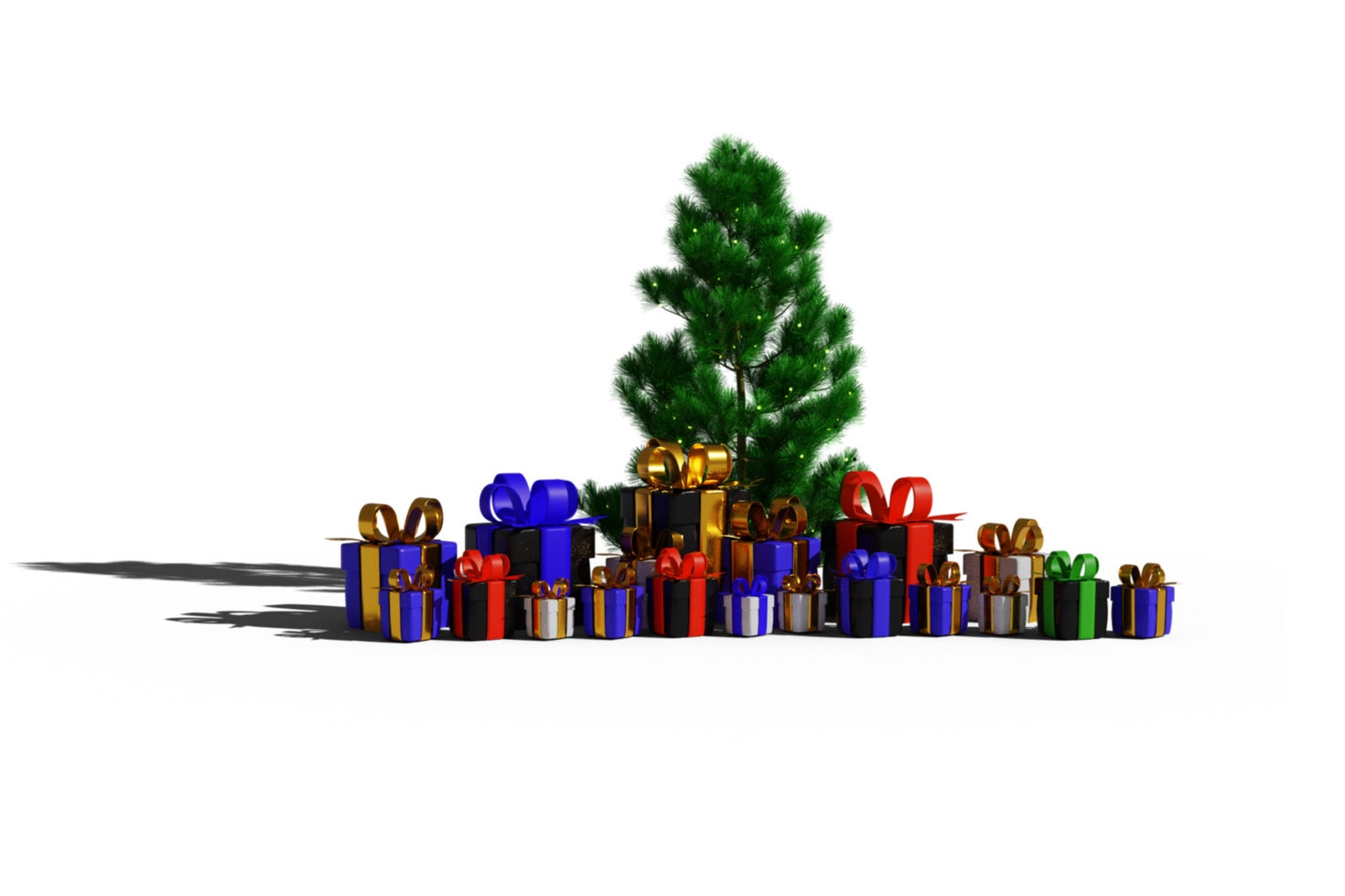 Merry Christmas 3d tree and gift box illustration png