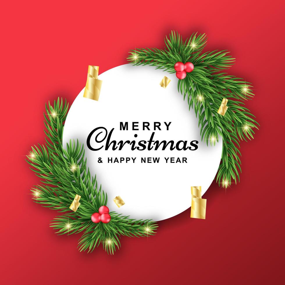Merry Christmas and Happy New Year banner, Realistic banner with ball ornament vector template