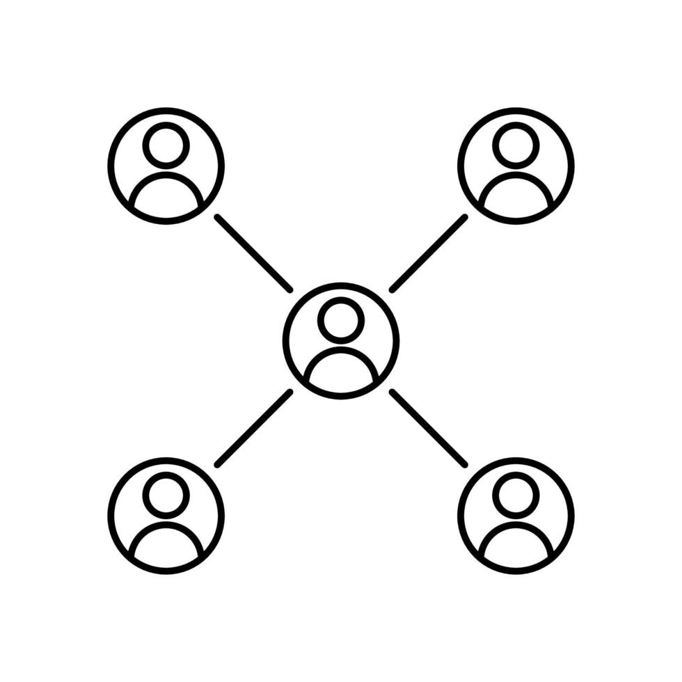 Connecting people network, teamwork icon in line style design isolated on white background. Editable stroke. vector