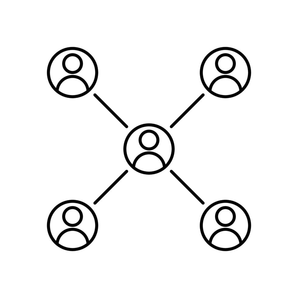 Connecting people network, teamwork icon in line style design isolated on white background. Editable stroke. vector