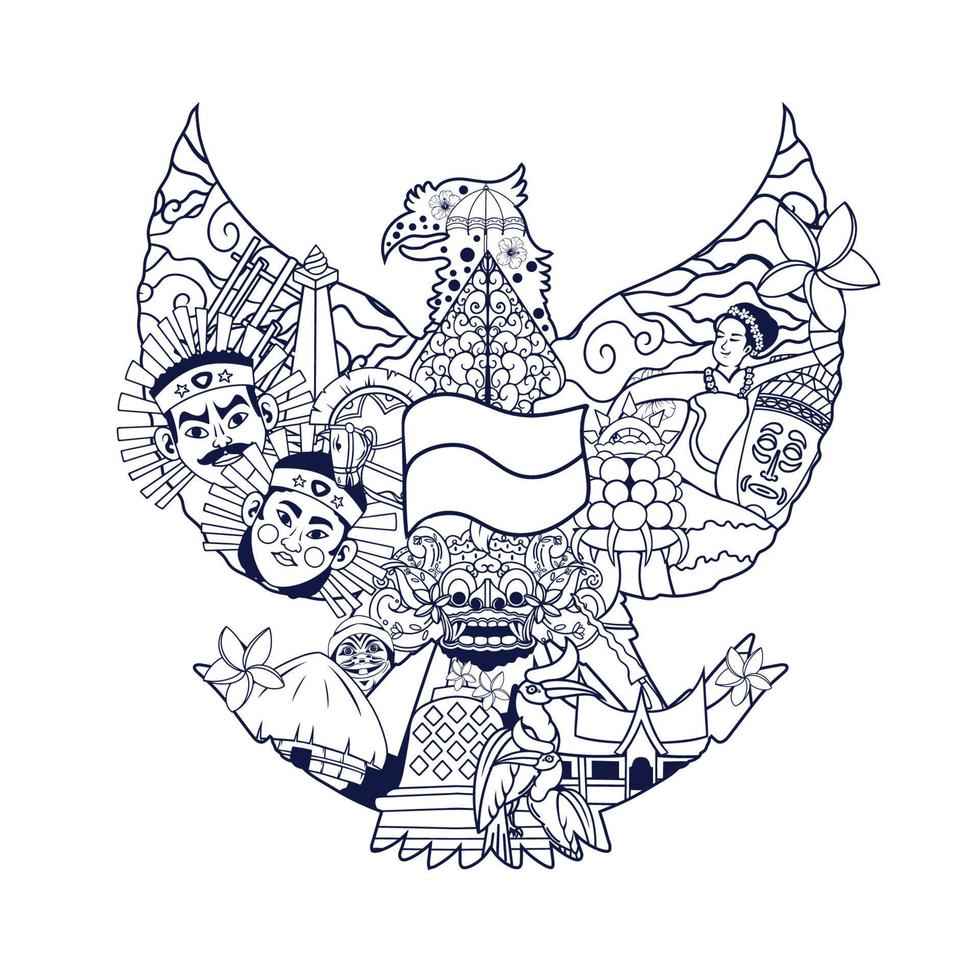 garuda pancasila garabato arte vectorial vector