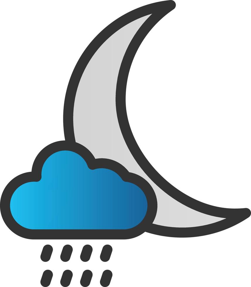 Cloud Moon Rain Vector Icon Design