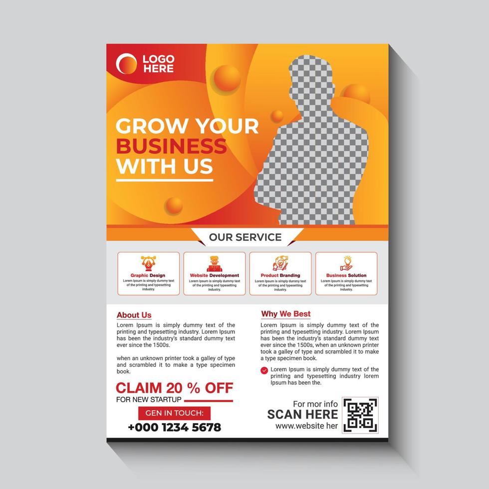 Grow your business marketing flyer template vector