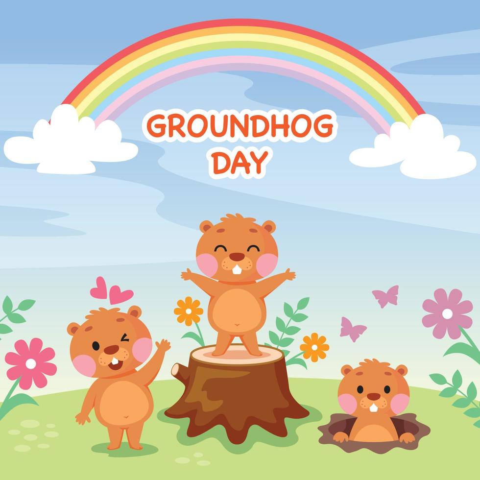 Groundhog Background Concept vector