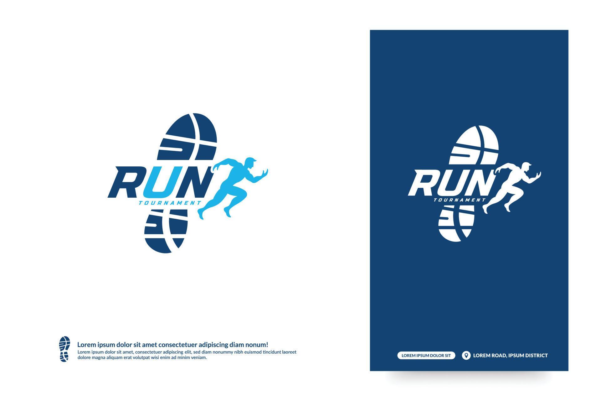Running club logo with shoe print design template, Marathon tournament ...