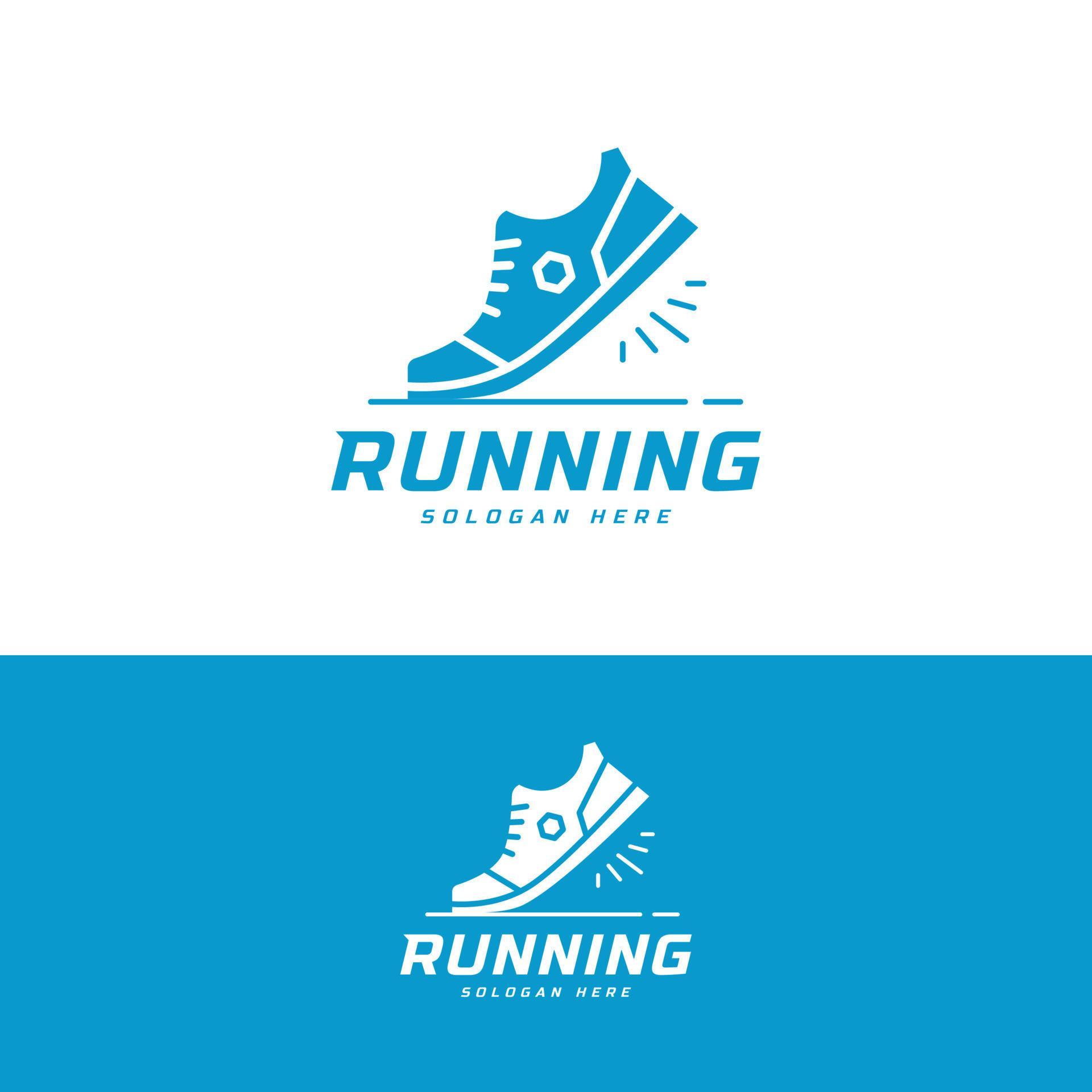 Running shoe symbol logo, Marathon tournament logptype template