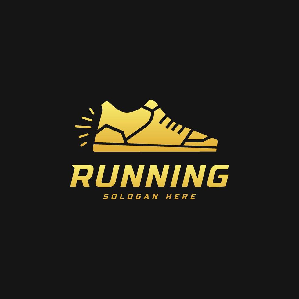 Running shoe symbol logo, Marathon tournament logptype template. Fitness, athlete training for life symbol, shoe icon vector