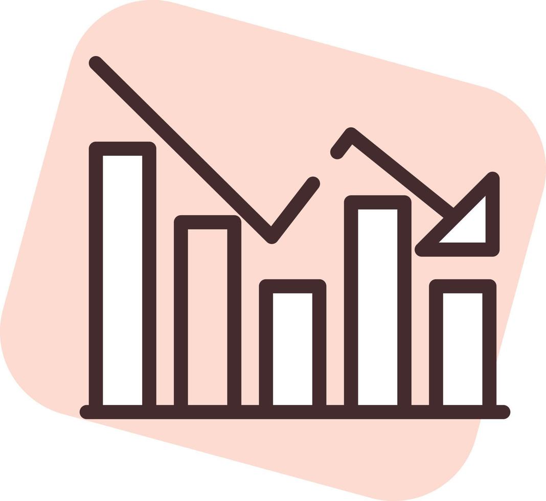 Chart decrease, icon, vector on white background.