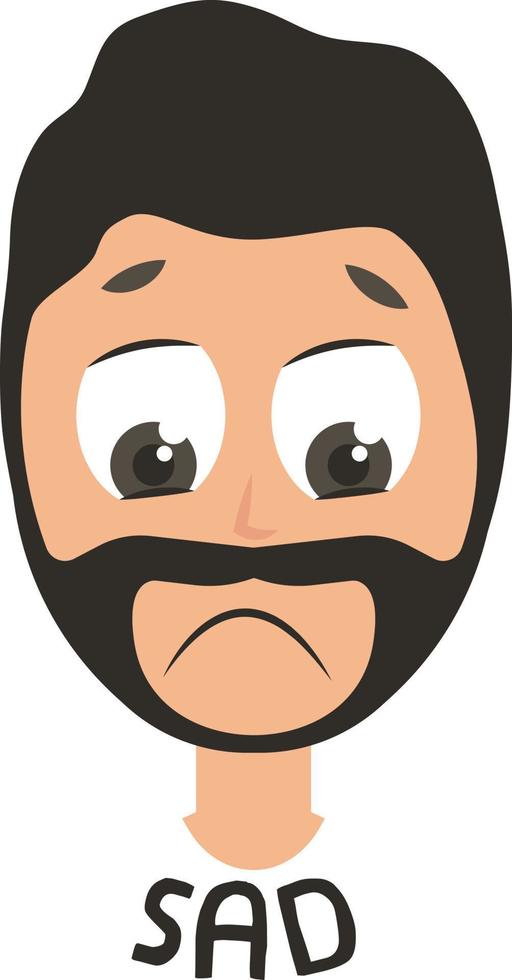 Sad man emoji, illustration, vector on white background