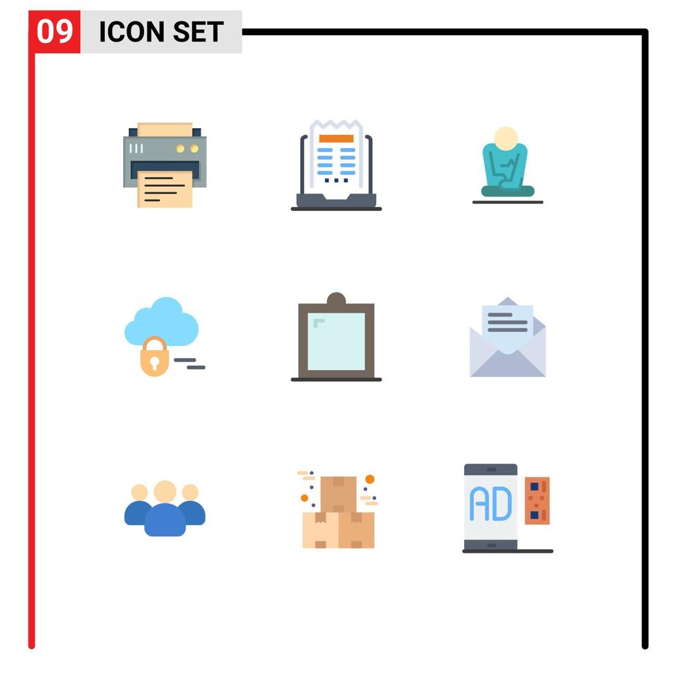 9 Flat Color concept for Websites Mobile and Apps furniture server newspaper lock yoga Editable Vector Design Elements
