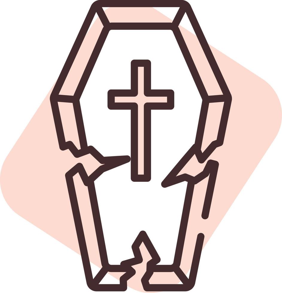 Even halloween coffin, icon, vector on white background.