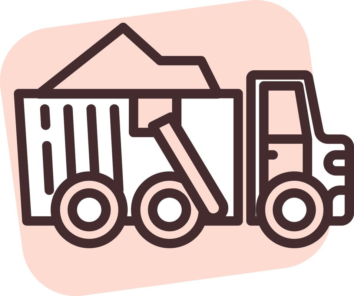 Construction sand truck, icon, vector on white background.