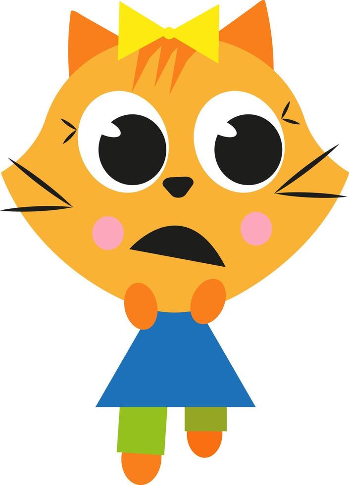 Kitty angry, icon, vector on white background.