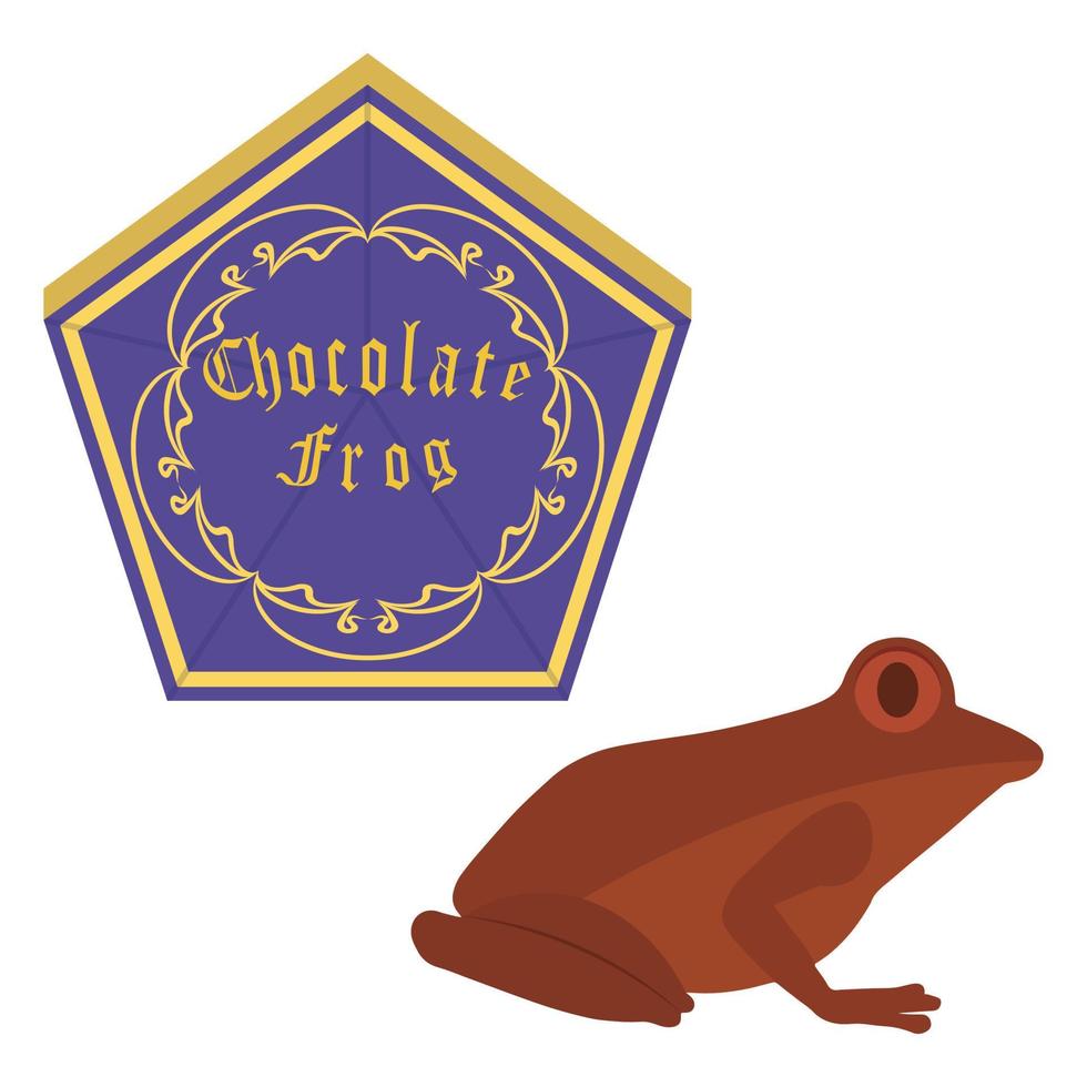 rana de chocolate con una caja vector