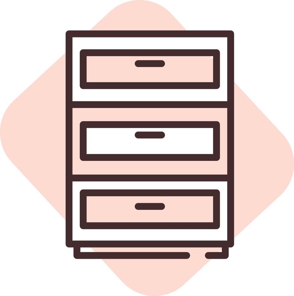 Furniture dresser, icon, vector on white background.