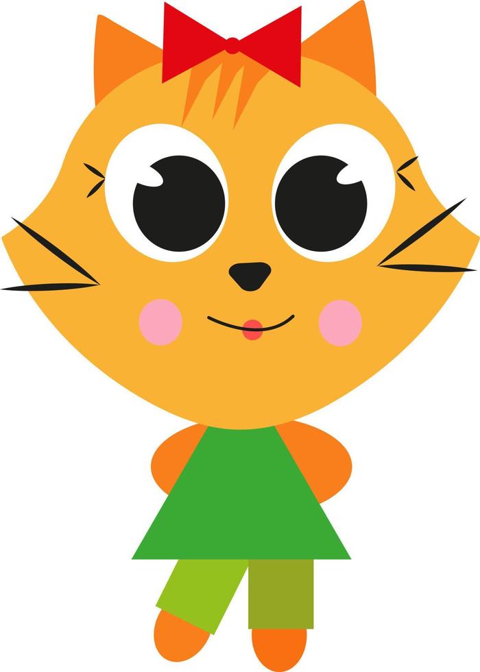 Kitty alegre, icono, vector sobre fondo blanco.