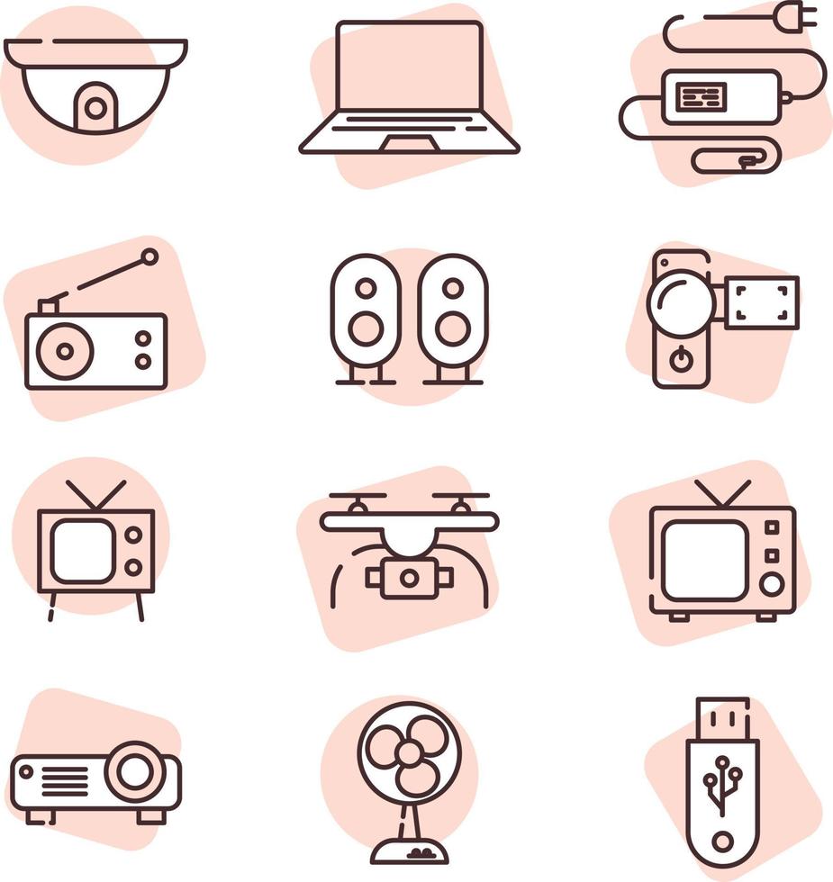 Electronic components, icon, vector on white background.