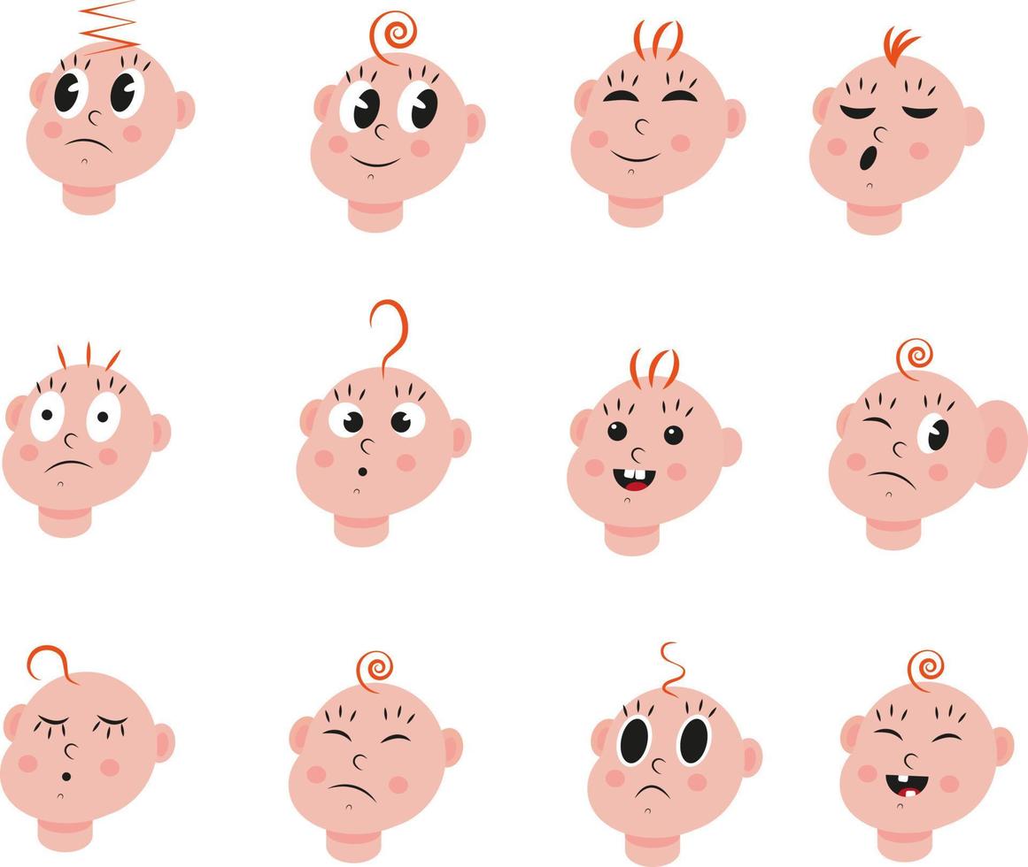 Baby mood icon set, icon, vector on white background.