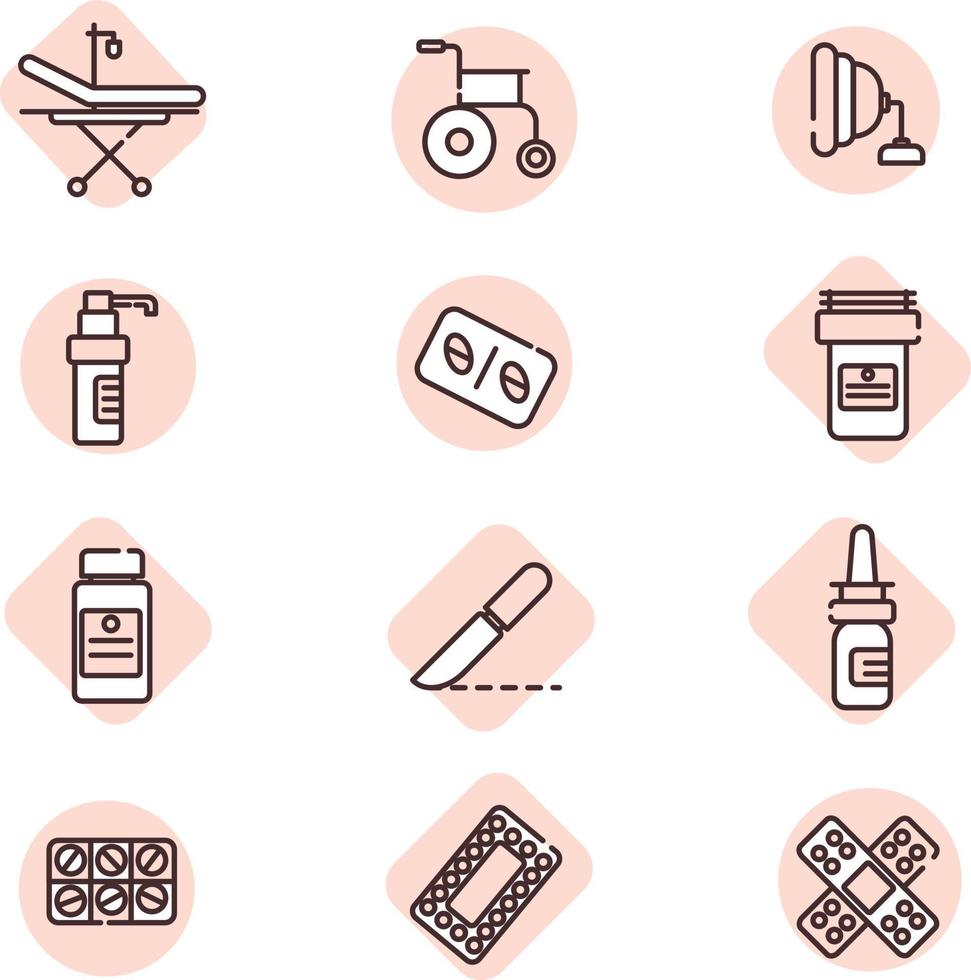 conjunto de iconos de salud, icono, vector sobre fondo blanco.