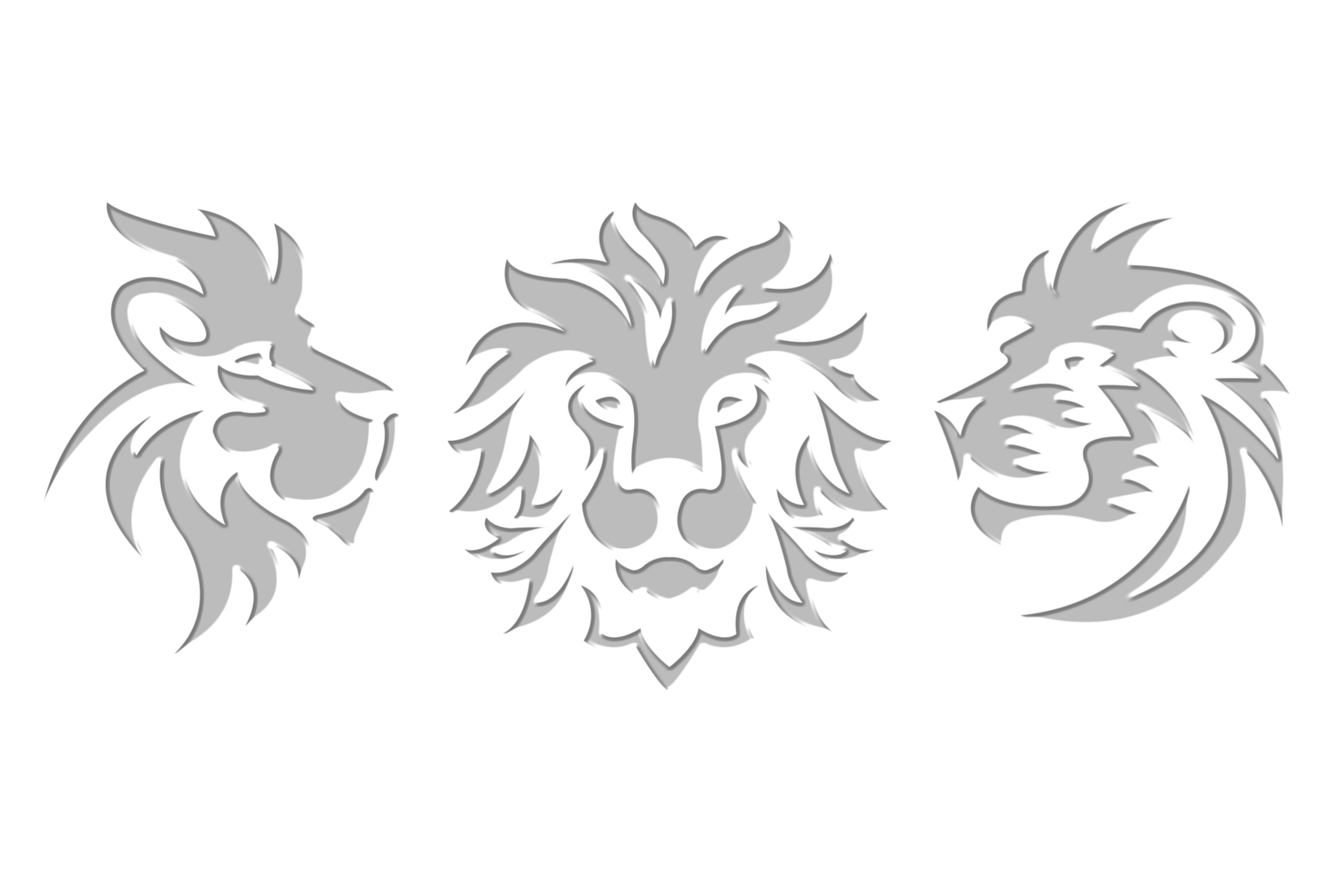 conjunto de logotipo de cabeza de león png