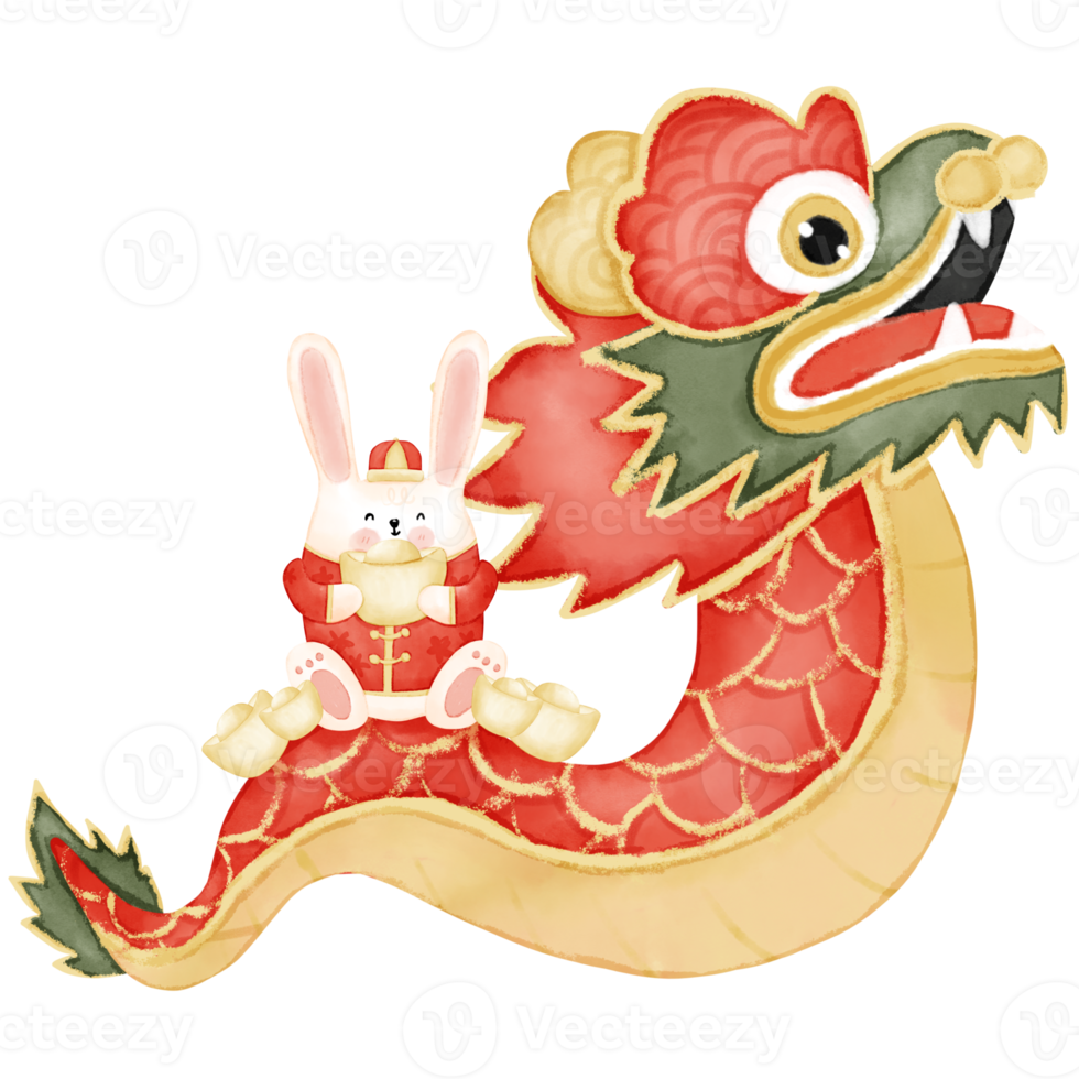 Rabbit Chinese New Year Watercolor Illustration png