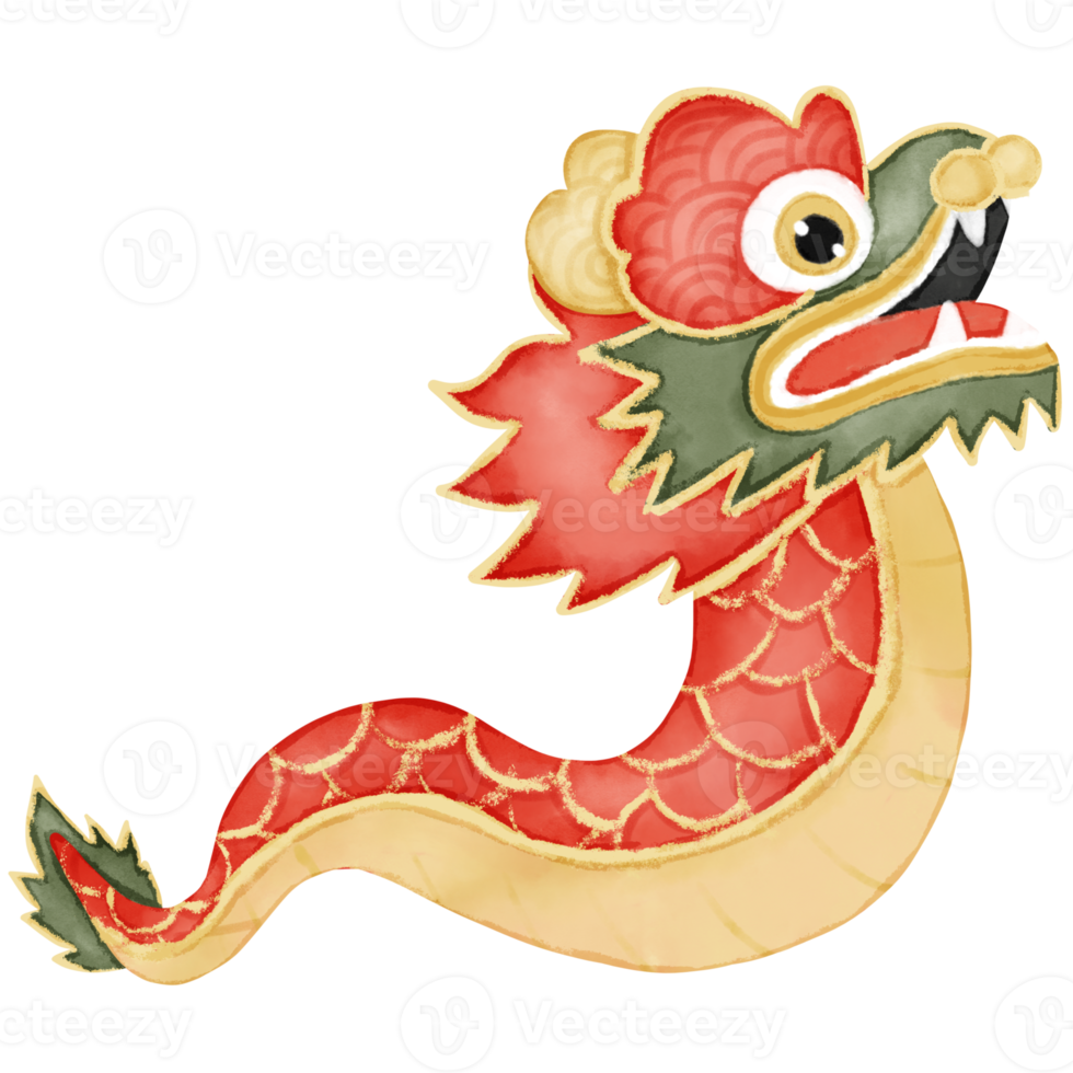 ilustración de acuarela de dragón chino png