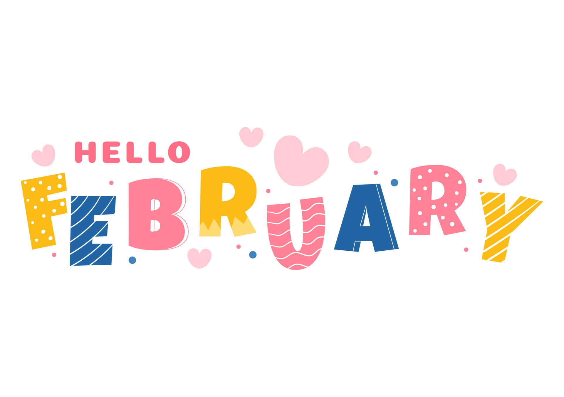 Hello February Month with Flowers, Hearts, Leaves and Cute Lettering for  Decoration Background in Flat Cartoon Hand Drawn Templates Illustration  14972012 Vector Art at Vecteezy