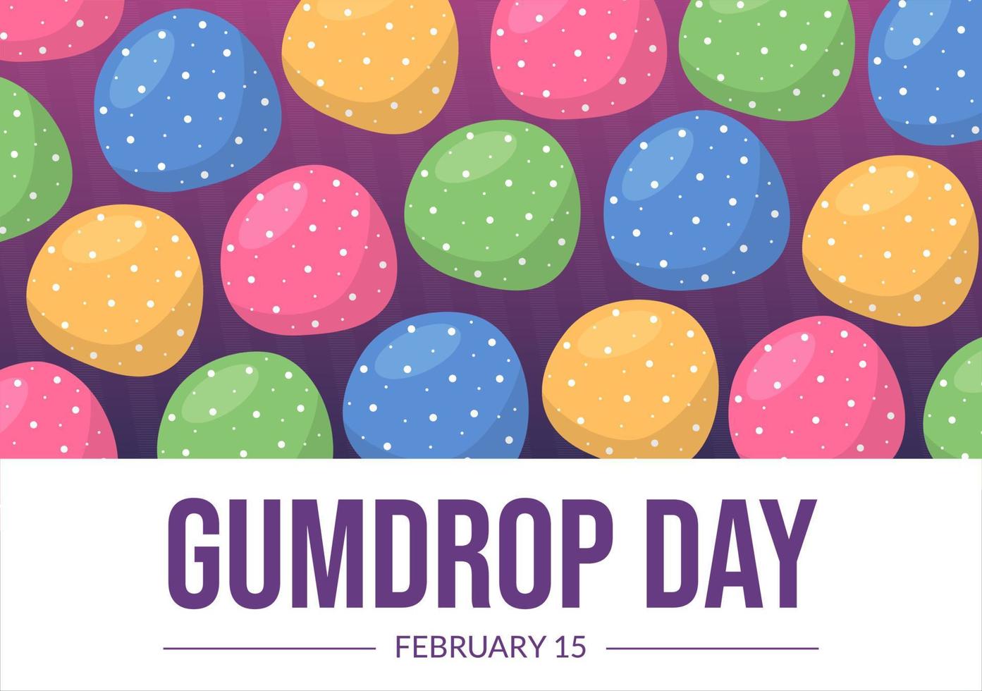 National Gumdrop Day on February 15 with Holiday of Delicious Sweets for Children in Flat Cartoon Background Hand Drawn Templates Illustration vector