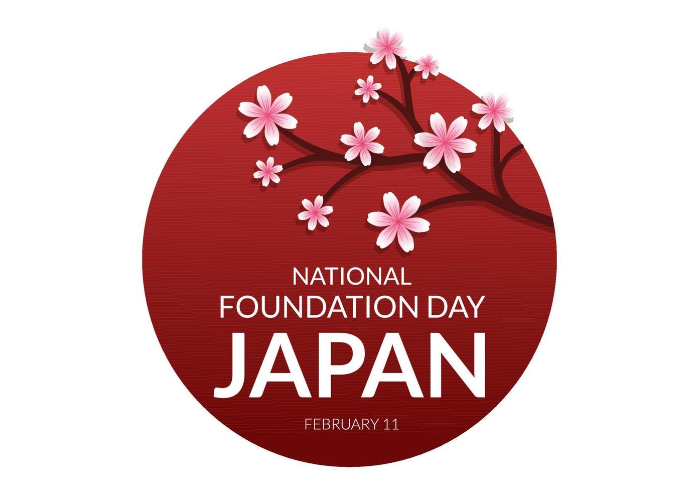 feliz día de la fundación nacional de japón el 11 de febrero con famosos monumentos japoneses y bandera en estilo plano ilustración de plantillas dibujadas a mano de dibujos animados vector