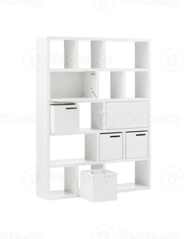 Modern wooden cabinet with cut out isolated on background transparent png