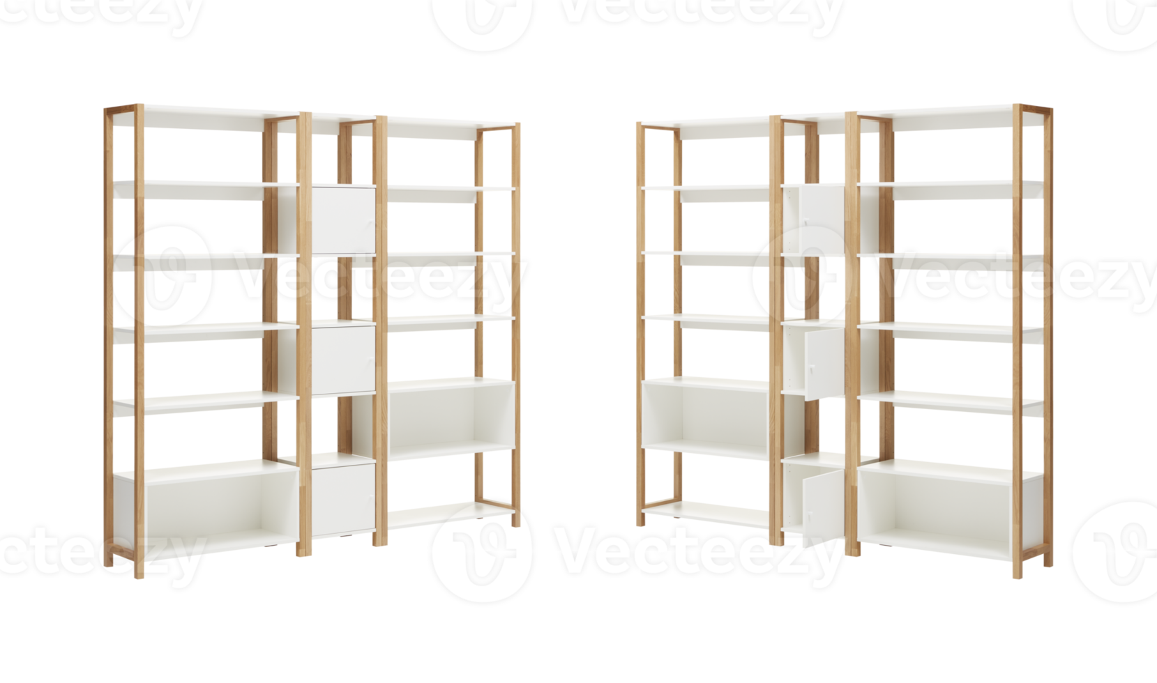Modern wooden cabinet with cut out isolated on background transparent png
