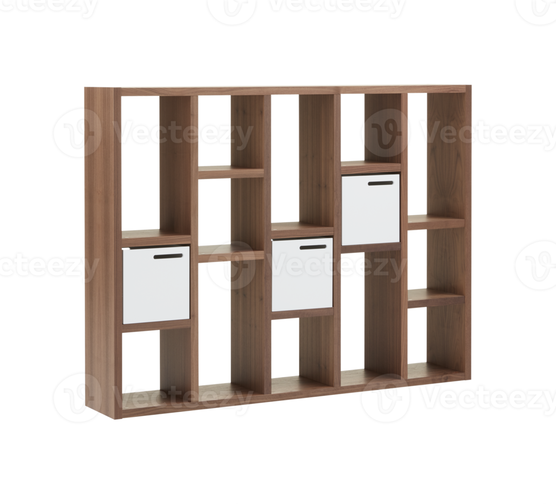 Modern wooden cabinet with cut out isolated on background transparent png