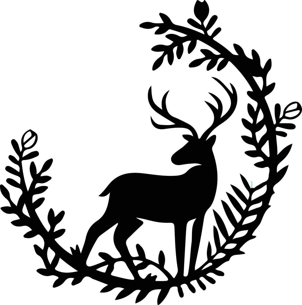 Simple design of a reindeer depicted in a spherical shape, with the dominant colour being black vector