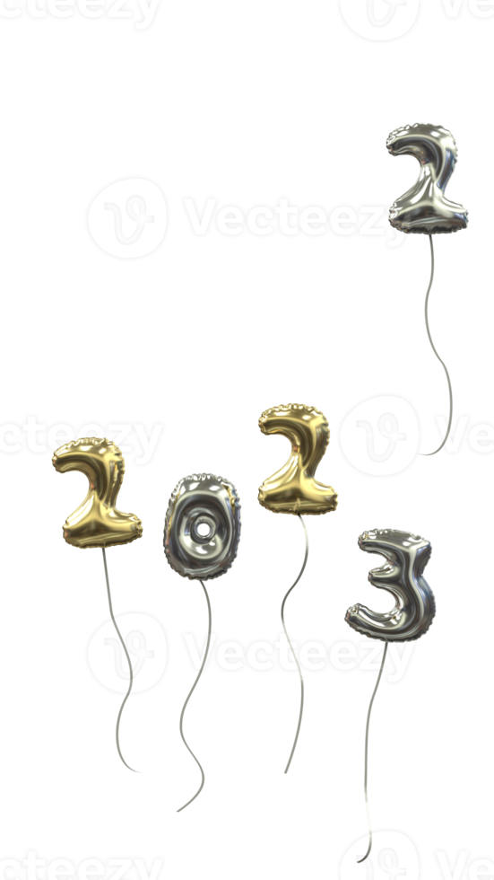 New Years Balloon 2022 fly away 2023 arrived gold and silver png