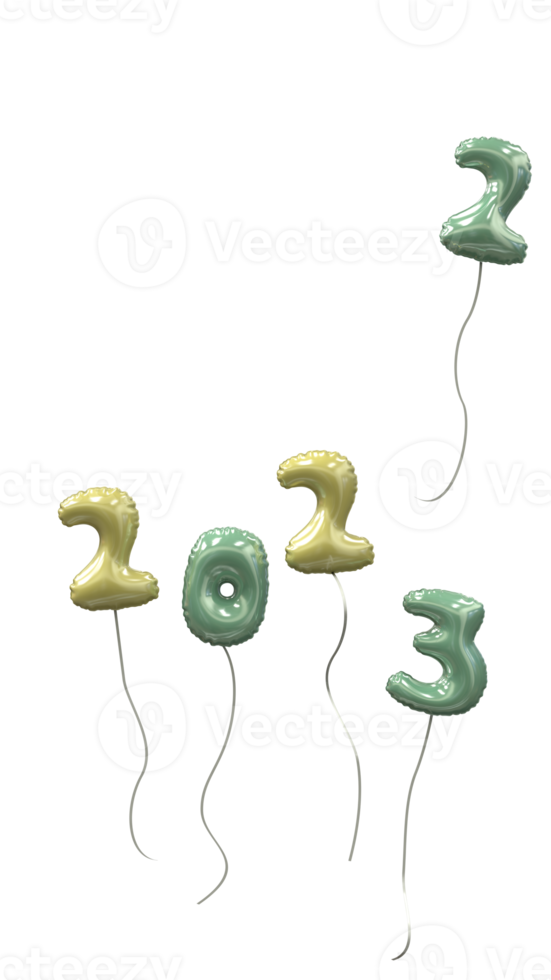 New Years Balloon 2022 fly away 2023 arrived Yellow and mint green png