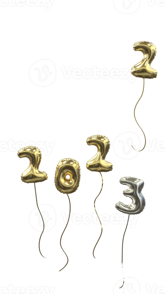 New Years Balloon 2022 fly away 2023 arrived all gold 3 silver png