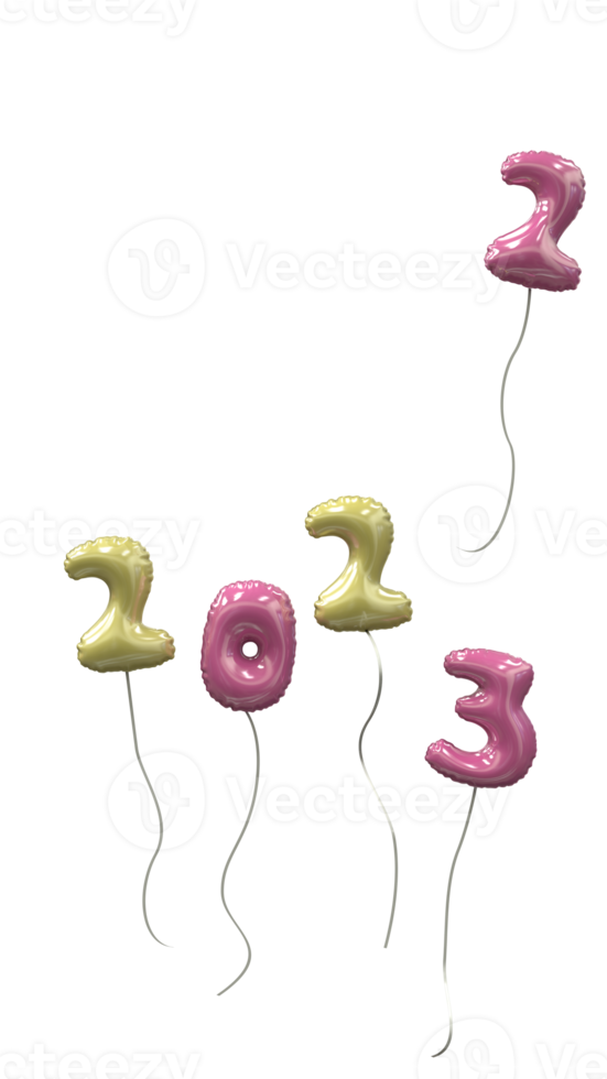 New Years Balloon 2022 fly away 2023 arrived yellow and pink png