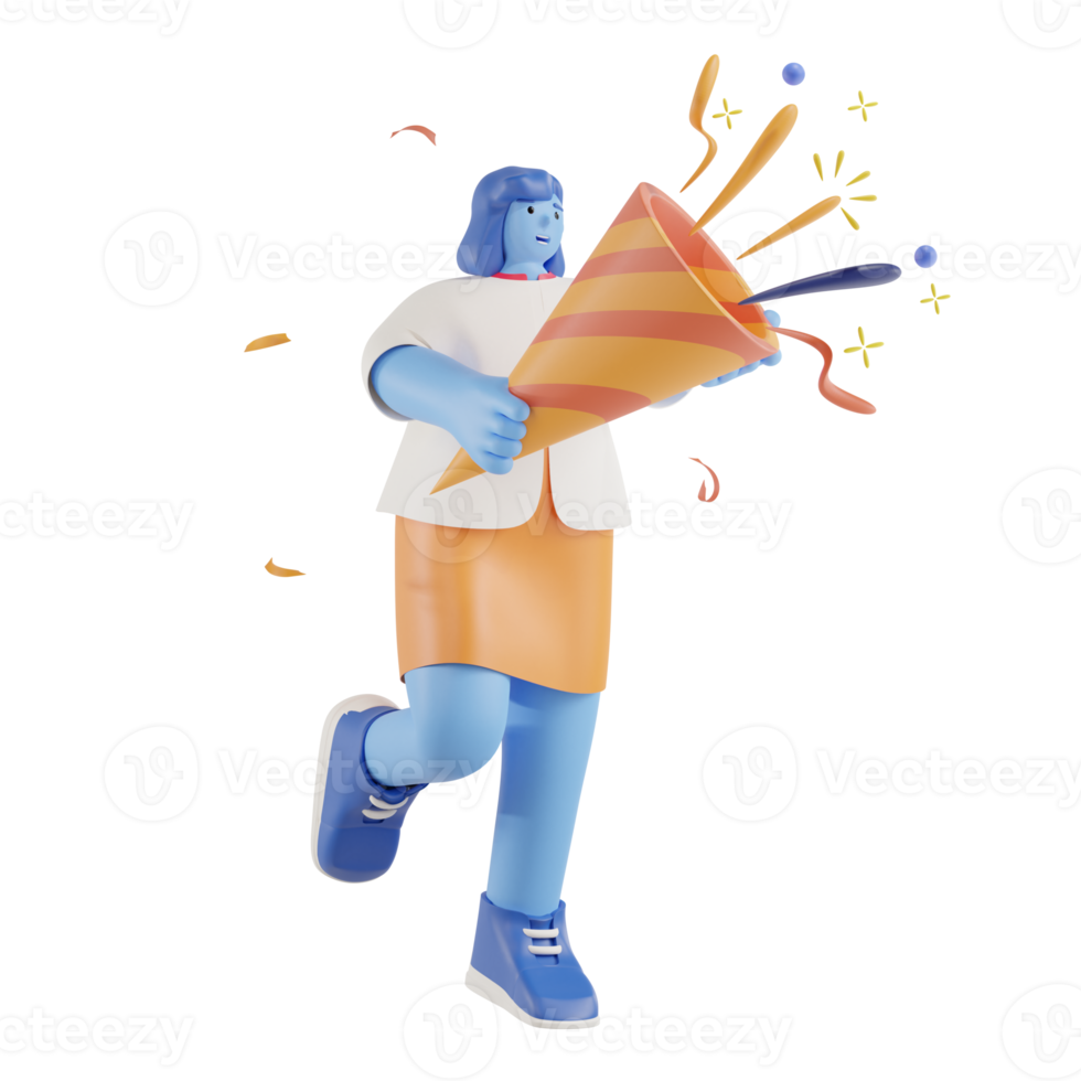 3d party people celebrate with confetti png