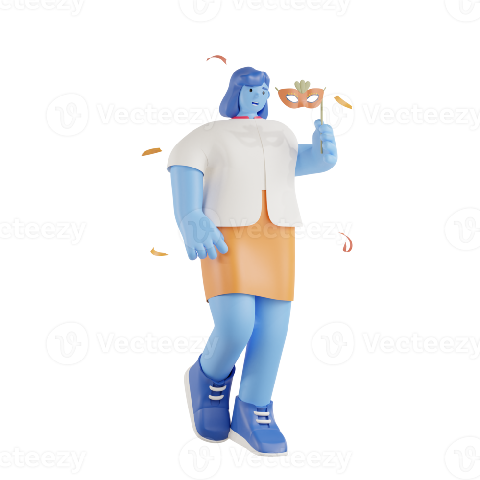 3d party people celebrate with mask party png
